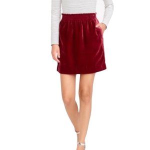 J. Crew Burgundy Velvet Sidewalk Skirt